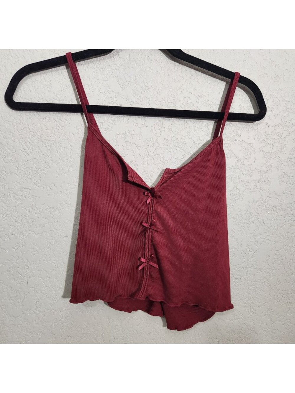 Avidlove Womens Ribbed Camisole Top Size M Red Bow Accent Stretch